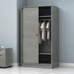 Ντουλάπα ρούχων Σπέτσες 96 δίφυλλη συρόμενη χρώμα γκρι σκυροδέματος 100x60x181εκ. – εικόνα 4