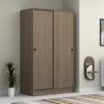Ντουλάπα ρούχων Σπέτσες 96 δίφυλλη συρόμενη χρώμα καρυδί 120x60x200εκ. – εικόνα 3