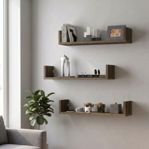 Ραφιέρα τοίχου Dark 3 τεμαχίων χρώμα καρυδί 60x15x12εκ.