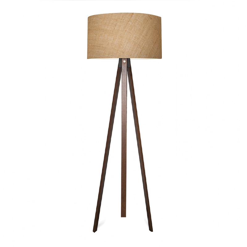 Φωτιστικό δαπέδου Επίδαυρος 37 Mdf/ύφασμα Pvc χρώμα καρυδί/φυσικό 38x38x140εκ.