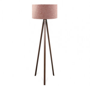 Φωτιστικό δαπέδου Rosling Mdf/ύφασμα Pvc χρώμα καρυδί - dusty rose 38x38x140εκ.