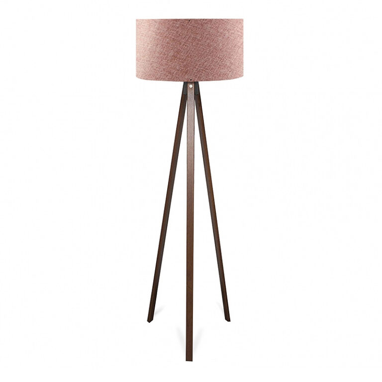 Φωτιστικό δαπέδου Rosling Mdf/ύφασμα Pvc χρώμα καρυδί – dusty rose 38x38x140εκ.
