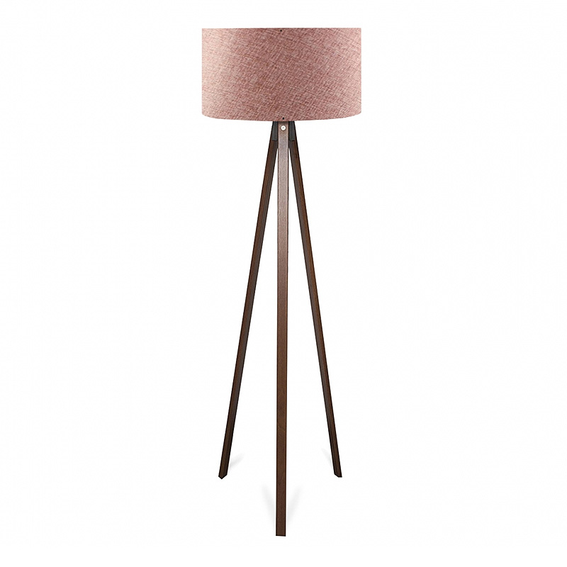 Φωτιστικό δαπέδου Επίδαυρος 37 Mdf/ύφασμα Pvc χρώμα καρυδί - dusty rose 38x38x140εκ.