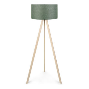 Φωτιστικό δαπέδου Rosling Mdf/ύφασμα Pvc χρώμα φυσικό/χακί 38x38x140εκ.