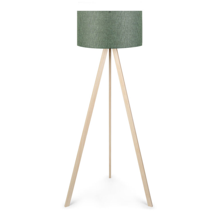 Φωτιστικό δαπέδου Rosling Mdf/ύφασμα Pvc χρώμα φυσικό/χακί 38x38x140εκ.
