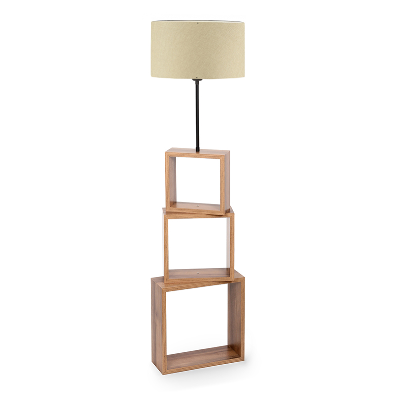 Φωτιστικό δαπέδου Κάλυμνος 87 Mdf/fabric Pvc χρώμα καφέ/μπεζ 37x20x140εκ.