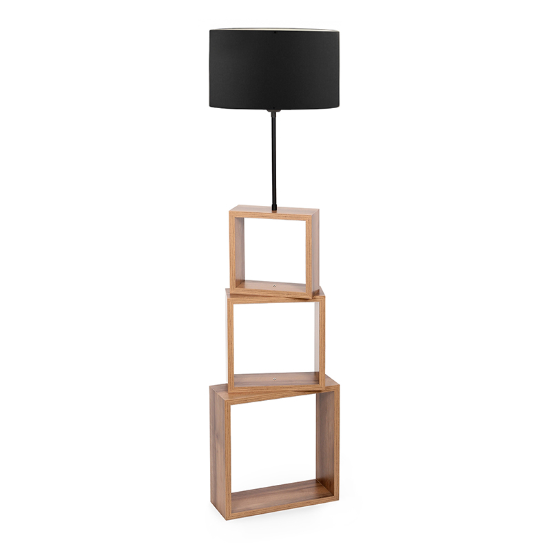 Φωτιστικό δαπέδου Κάλυμνος 87 Mdf/fabric Pvc χρώμα καφέ/μαύρο 37x20x140εκ.