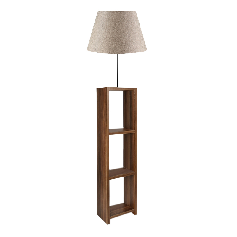 Φωτιστικό δαπέδου Ύδρα 97 υφασμάτινο Pvc/MDF χρώμα μπεζ/καρυδί 38x38x150εκ.