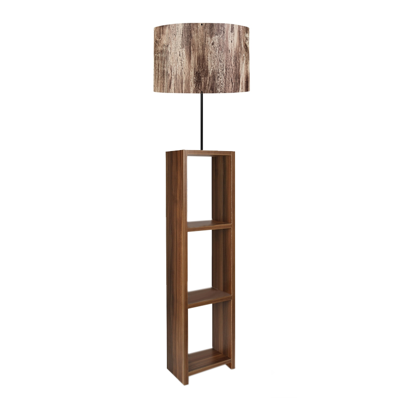 Φωτιστικό δαπέδου Ύδρα 97 υφασμάτινο Pvc/MDF χρώμα καφέ/καρυδί 38x38x150εκ.