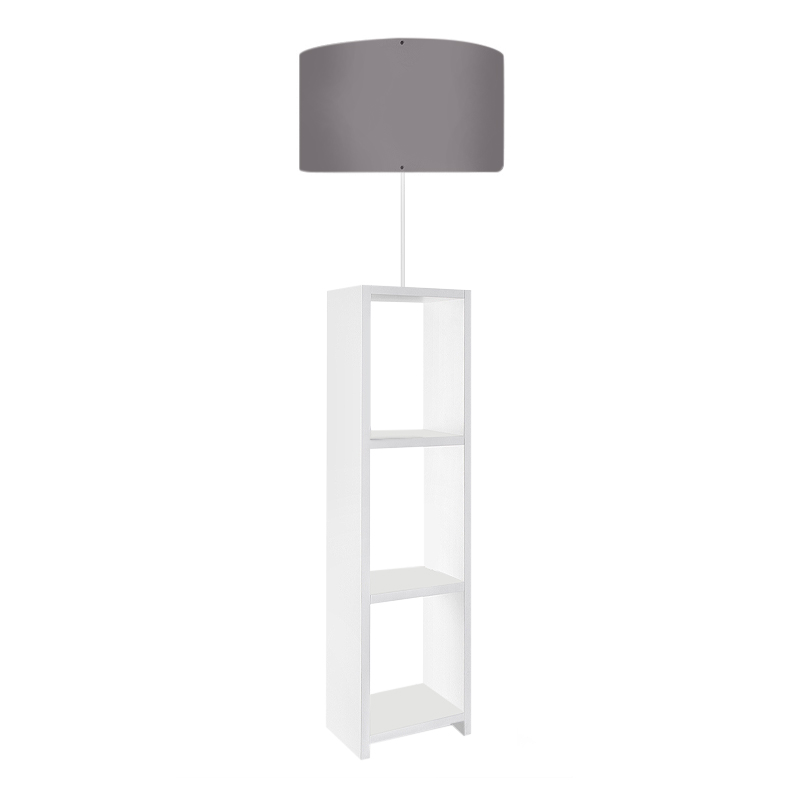 Φωτιστικό δαπέδου Ύδρα 97 υφασμάτινο Pvc/MDF χρώμα λευκό - γκρι 38x38x150εκ.