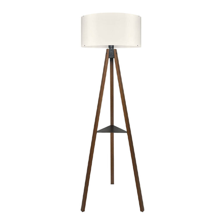 Φωτιστικό δαπέδου Thomas E27 Mdf/ύφασμα Pvc χρώμα καρυδί – κρεμ 38x38x135εκ.