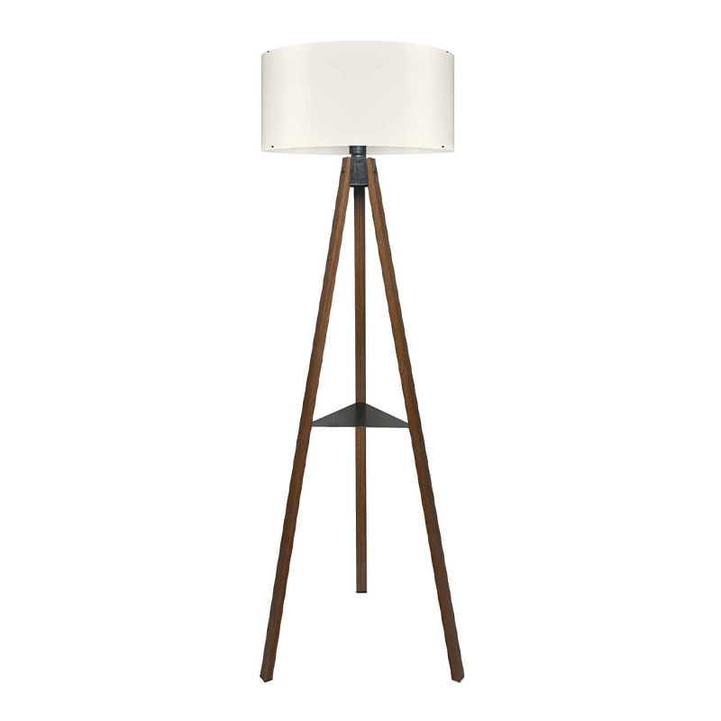 Φωτιστικό δαπέδου Θήρα 54 E27 Mdf/ύφασμα Pvc χρώμα καρυδί - κρεμ 38x38x135εκ.