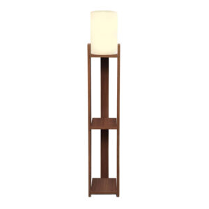 Φωτιστικό δαπέδου Verma I E27 Mdf/ύφασμα Pvc χρώμα καρυδί - κρεμ 18,5x18,5x142εκ.