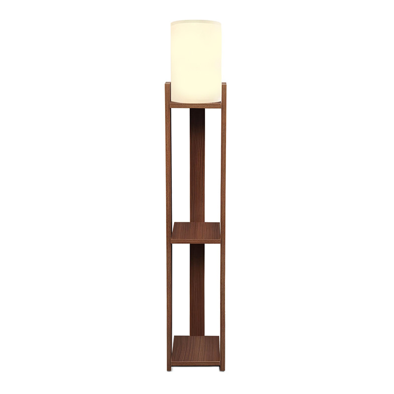 Φωτιστικό δαπέδου Όλυμπος 57 E27 Mdf/ύφασμα Pvc χρώμα καρυδί - κρεμ 18,5x18,5x142εκ.