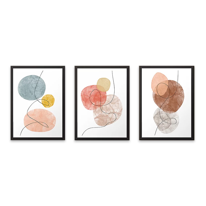 Πίνακας "Circles" 3 τμχ. σε πλαίσιο 35x45x2εκ.