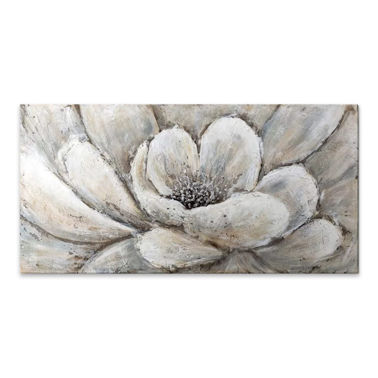 Πίνακας σε καμβά “Silver Flowers” ψηφιακής εκτύπωσης 140x70x3εκ.