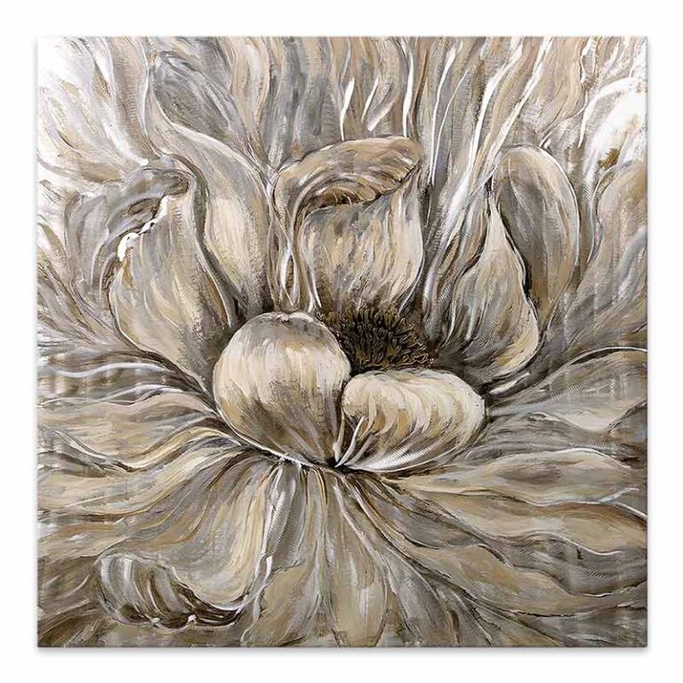 Πίνακας σε καμβά “Golden Flowers” Megapap ψηφιακής εκτύπωσης 50x50x3εκ.