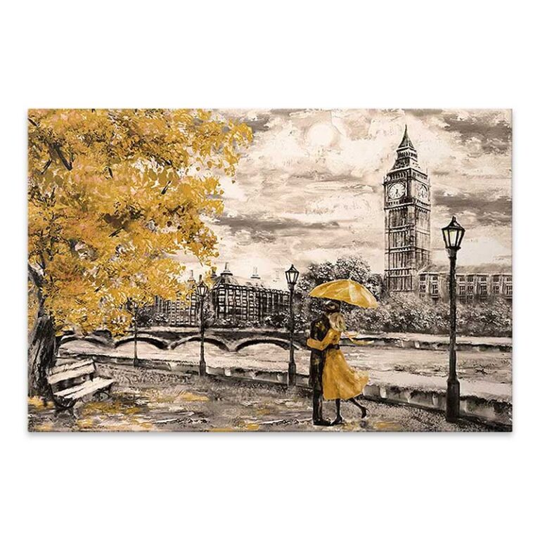 Πίνακας σε καμβά “Big Ben And Yellow Leaves” ψηφιακής εκτύπωσης 75x50x3εκ.