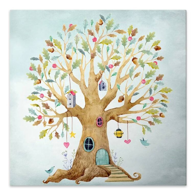 Πίνακας σε καμβά “Magic Treehouse” Megapap ψηφιακής εκτύπωσης 40x40x3εκ.