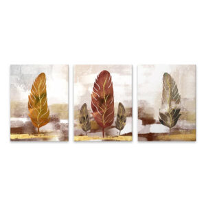 Πίνακας σε καμβά "Autumn Leaves" τρίπτυχος ψηφιακής εκτύπωσης 126x55x3εκ.