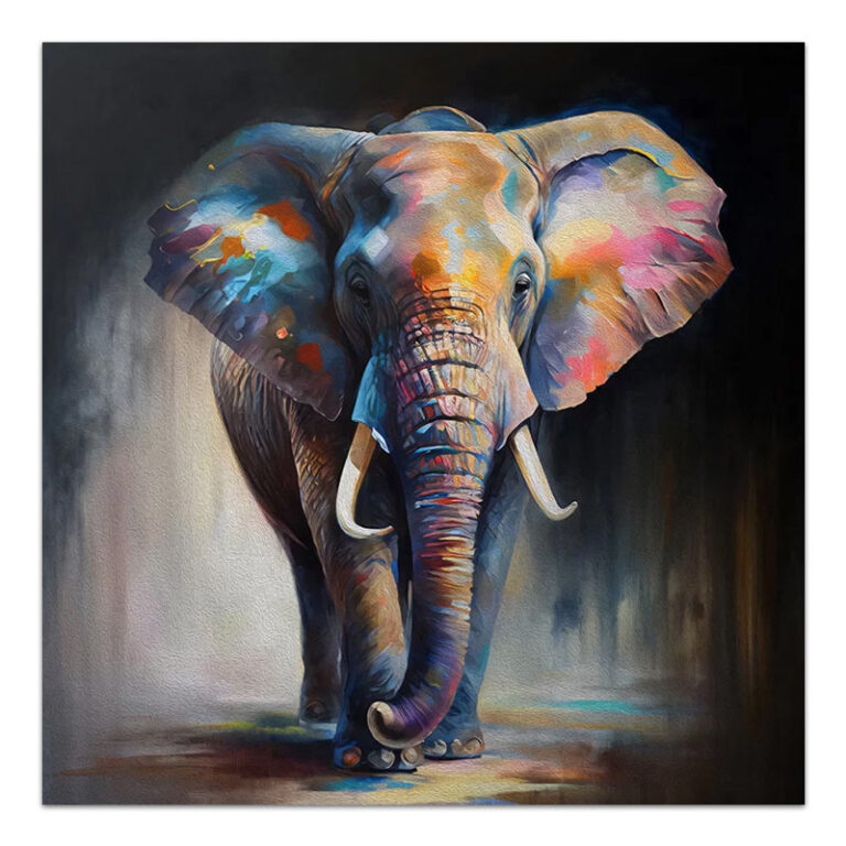 Πίνακας σε καμβά “Colorful Elephant” ψηφιακής εκτύπωσης 100x100x3εκ.