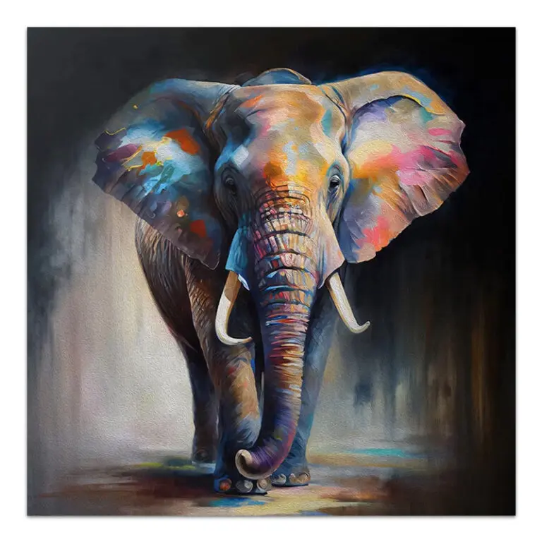 Πίνακας σε καμβά “Colorful Elephant” ψηφιακής εκτύπωσης 100x100x3εκ.