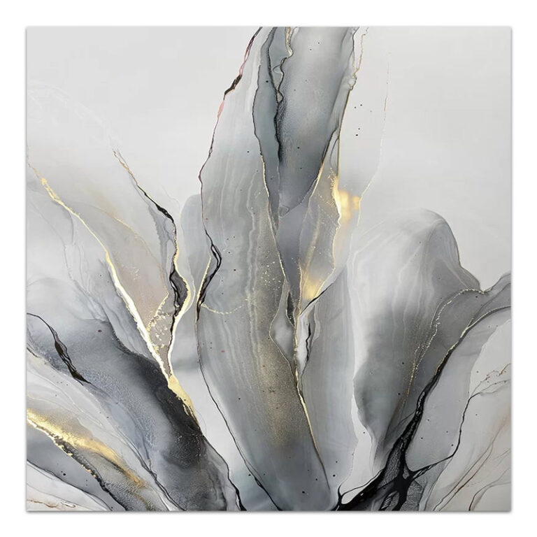 Πίνακας σε καμβά “Abstract Grey Leaves” ψηφιακής εκτύπωσης 100x100x3εκ.