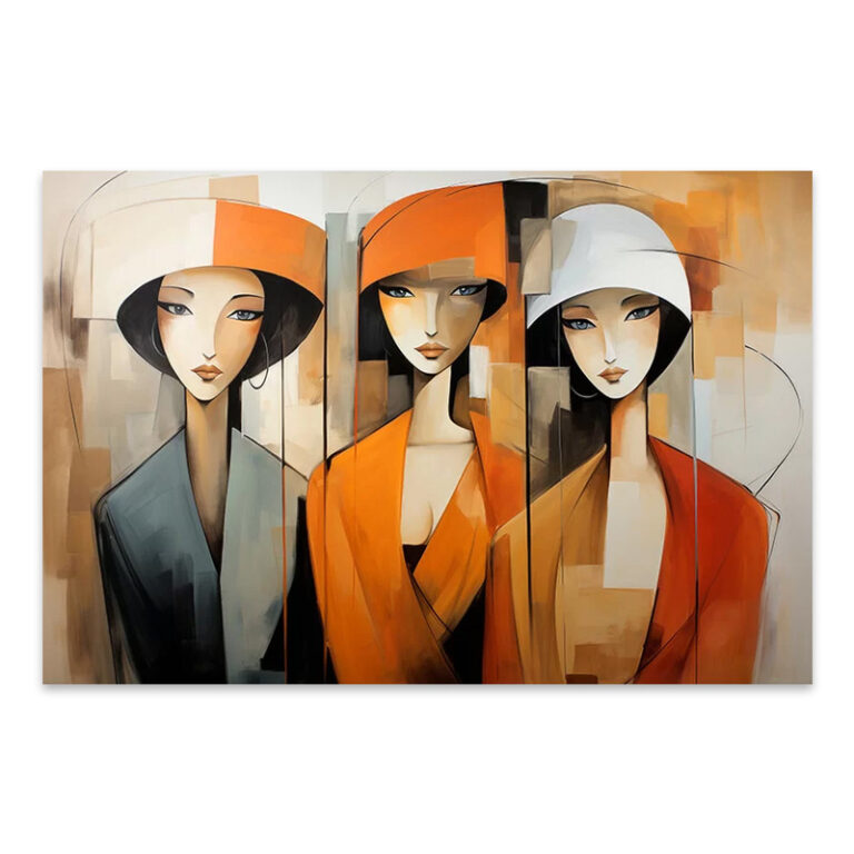 Πίνακας σε καμβά “Women in Orange” Megapap ψηφιακής εκτύπωσης 100x70x3εκ.