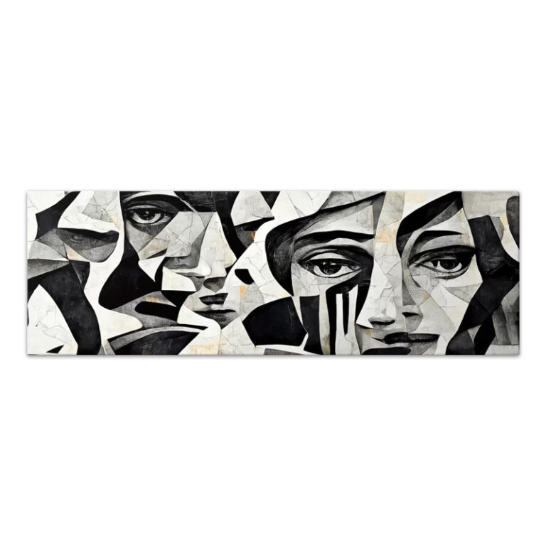 Πίνακας σε καμβά “Abstract Marble Faces” ψηφιακής εκτύπωσης 150x50x3εκ.