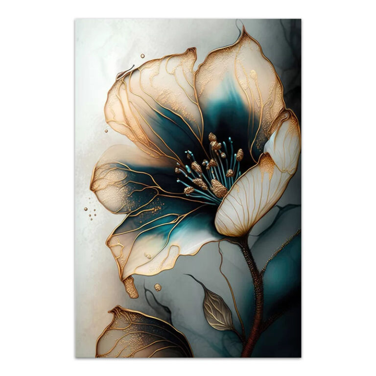 Πίνακας σε καμβά “Emerald Golden Flower” ψηφιακής εκτύπωσης 70x100x3εκ.
