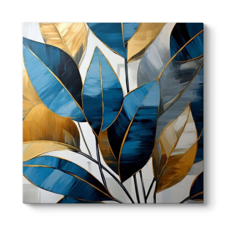 Πίνακας σε καμβά “Botanical Leaves” ψηφιακής εκτύπωσης 100x100x3εκ.