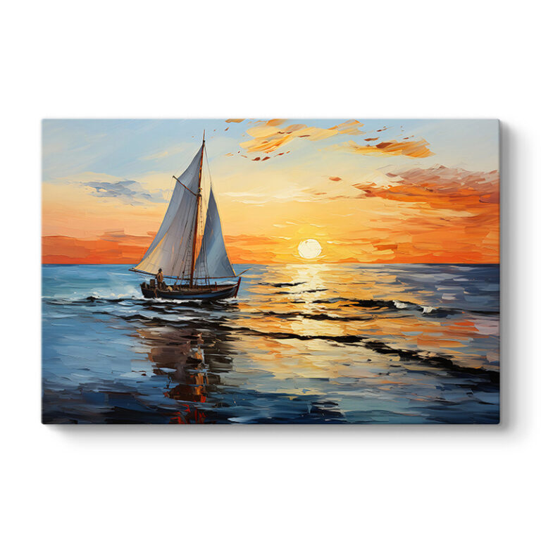 Πίνακας σε καμβά “Fisherman at the sunset” ψηφιακής εκτύπωσης 120x60x3εκ.