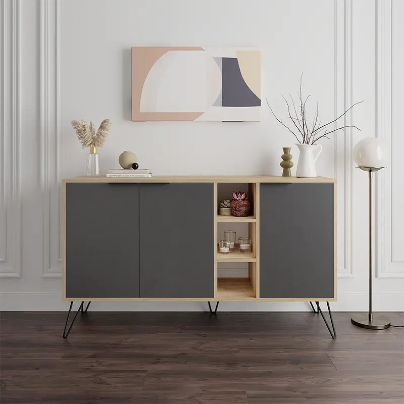 Μπουφές Σάμος 79 χρώμα sapphire oak – ανθρακί 142×35,6×83εκ.