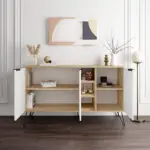 Μπουφές Σάμος 79 χρώμα sapphire oak – λευκό 142×35,6×83εκ. – εικόνα 2
