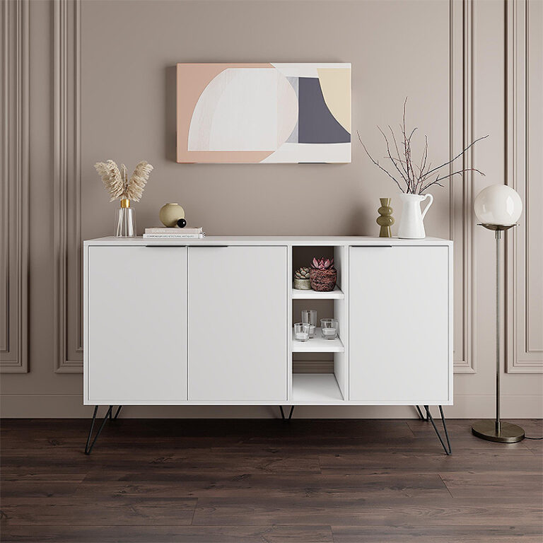 Μπουφές Clara Megapap χρώμα λευκό 142×35,6×83εκ.