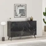 Μπουφές Βεργίνα 82 χρώμα μαύρο εφέ μαρμάρου 123x35x77,4εκ.