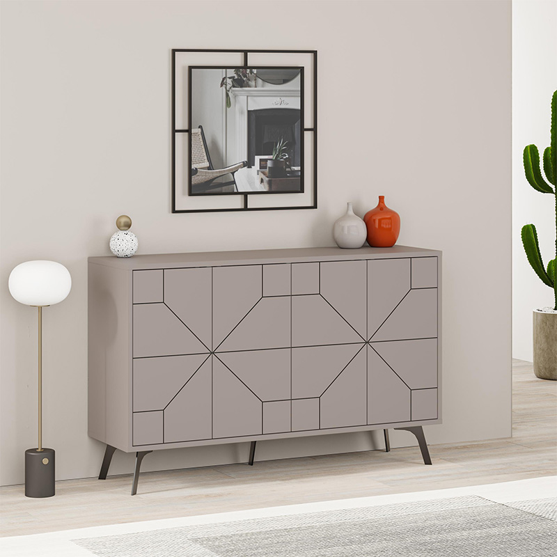 Μπουφές Βεργίνα 82 χρώμα ανοιχτή μόκα 123x35x77,4εκ.