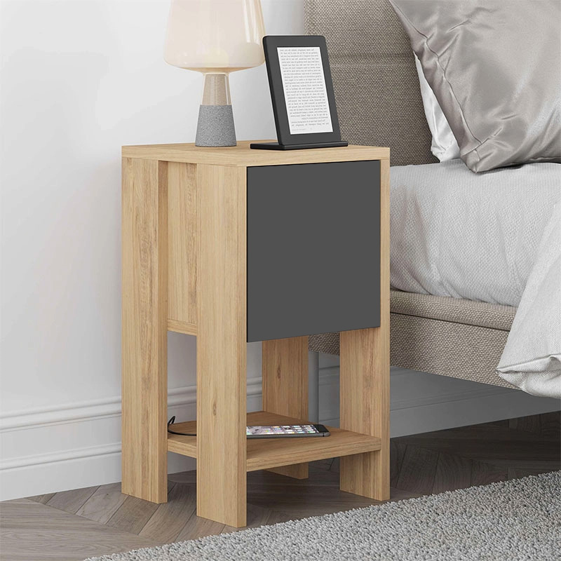 Κομοδίνο Δελφοί 88 χρώμα sapphire oak - ανθρακί 30x30x55εκ.