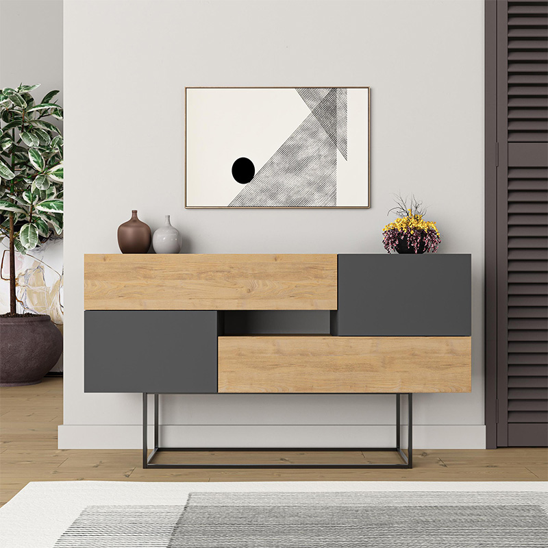 Μπουφές Ρόδος 73 sapphire oak - ανθρακί 145x40x82εκ.