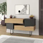 Μπουφές Ρόδος 73 sapphire oak – ανθρακί 145x40x82εκ. – εικόνα 2