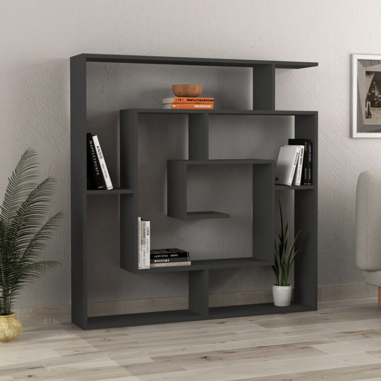 Βιβλιοθήκη Labirent χρώμα ανθρακί 125x22x129εκ.