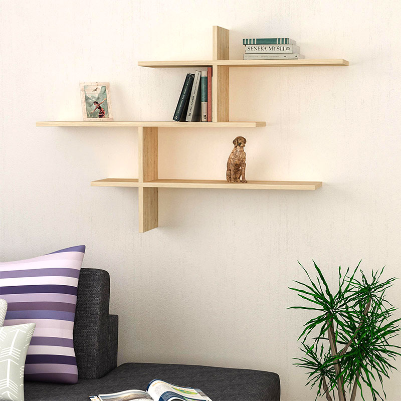 Ραφιέρα τοίχου Παρνασσός 90 χρώμα sapphire oak 123x22x80εκ.