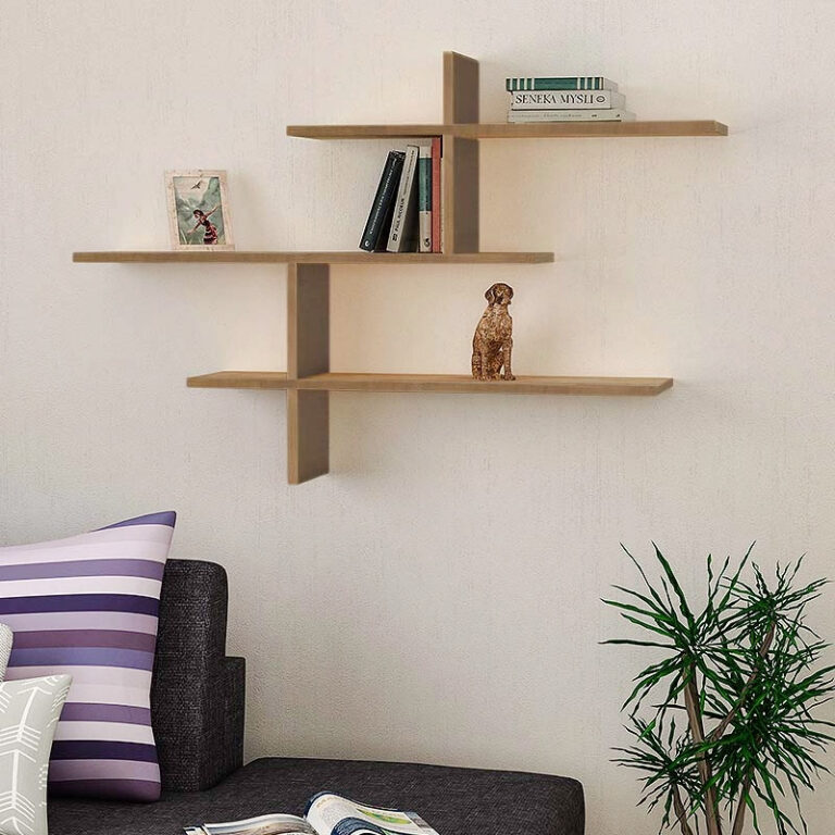 Ραφιέρα τοίχου Leo χρώμα ανοιχτό καρυδί 123x22x80εκ.