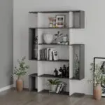 Βιβλιοθήκη Σκιάθος 60 χρώμα λευκό αντικέ – γκρι ρετρό 108x25x161εκ.