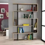 Βιβλιοθήκη Σκιάθος 60 χρώμα sapphire oak – ανθρακί 108x25x161εκ. – εικόνα 2