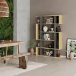 Βιβλιοθήκη Σκιάθος 60 χρώμα sapphire oak – ανθρακί 108x25x161εκ. – εικόνα 3