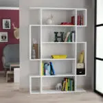 Βιβλιοθήκη Σκιάθος 60 χρώμα λευκό 108x25x161εκ. – εικόνα 2
