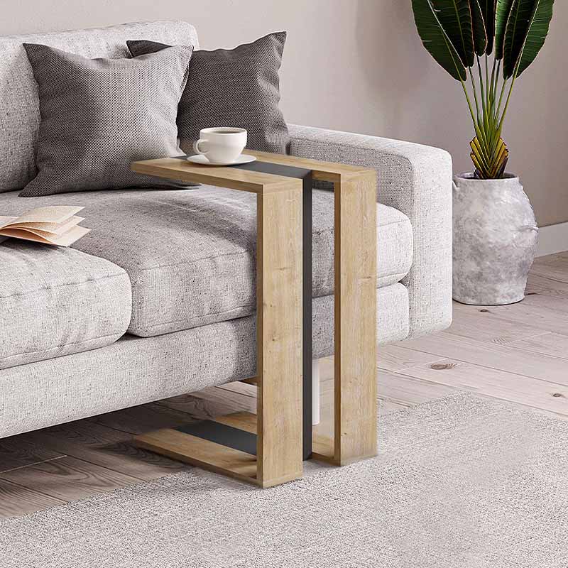 Τραπεζάκι βοηθητικό Ολυμπία 86 χρώμα sapphire oak/ανθρακί 30x40x57εκ.