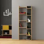 Βιβλιοθήκη Βεργίνα 58 χρώμα sapphire oak/ανθρακί 60x22x162εκ.
