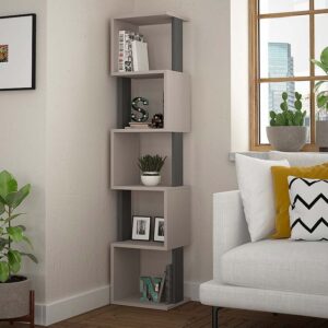 Βιβλιοθήκη Piri χρώμα ανοιχτή μόκα - ανθρακί 35x30x161εκ.